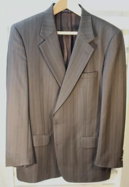 Burberrys Mens Size 44L Gray Pure Wool 2 Button Sport Coat Blazer Suit Jacket