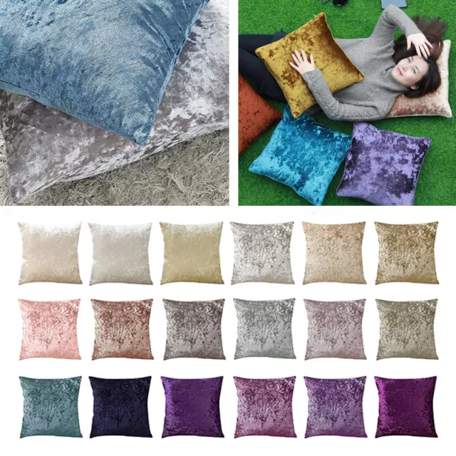 Crushed Velvet Cushion Covers Throw Sofa Pillow Cases Cover 16" 18" 20" 22" 24"