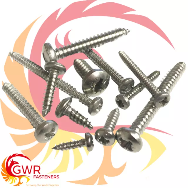 POZI PAN HEAD A4 STAINLESS STEEL SELF TAPPING SCREWS TAPPERS No #6 8 10 12 14
