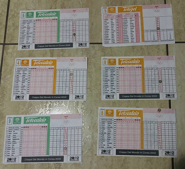 Vecchie Schedine Di Gioco Totocalcio E Totogol