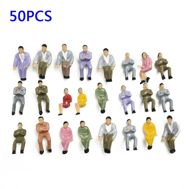 50Pcs Seated Painted Model People Figures Railway Sitting Passengers 1:50 Scale