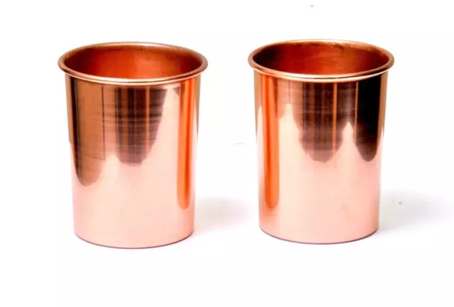 Plane Wasserglas aus 100 % reinem Kupfer, 300 ml, 2 Stück 2