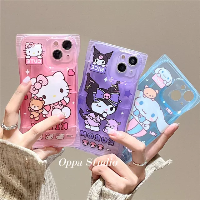 3D Hello Kitty Kuromi Charm Stand Mirror Case Cover for iPhone 14