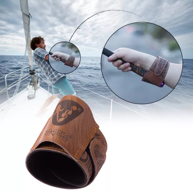 Leather Fishing Wrist Support Brace Protector Wristband Fishing Rod Casting Aid