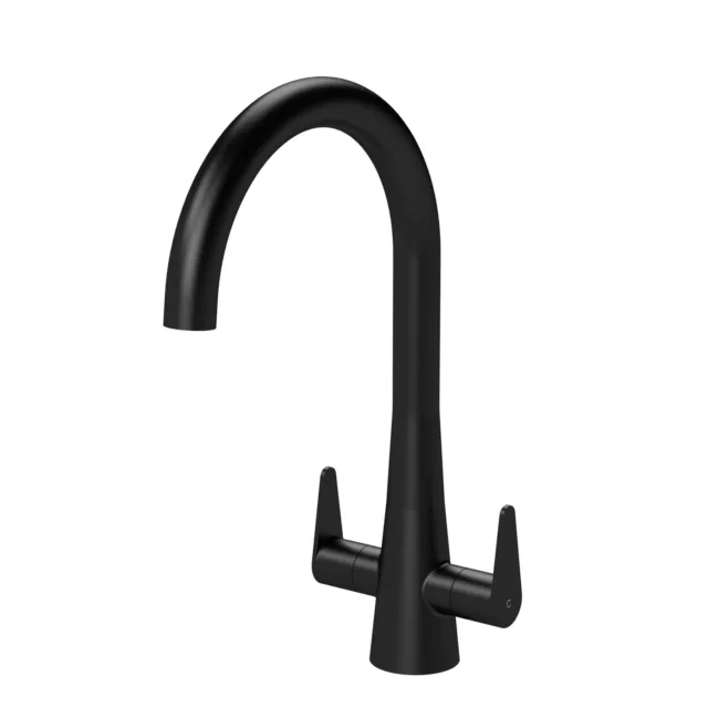 Nuie Samir Mono Kitchen Sink Mixer Tap Dual Lever Handle - Matt Black