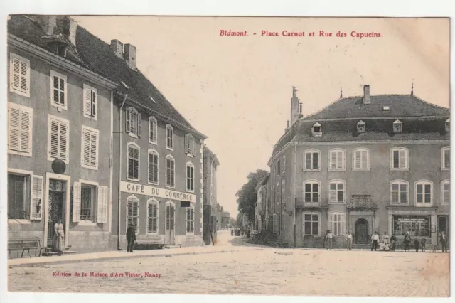 BLAMONT - Meurthe & Moselle - CPA 54  Place Carnot Café du Commerce Rue Capucins