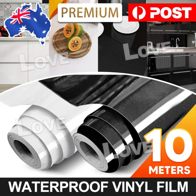10M White Black Vinyl Self Adhesive Wallpaper Roll Kitchen Contact Paper Film