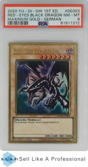 2020 Yu-Gi-Oh! De003 Red-Eyes Black Dragon Maximum Gold-German Psa 8