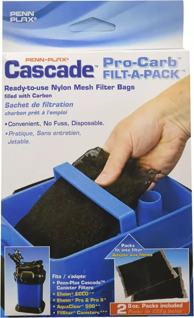 Penn-Plax Cascade Pro-C Aquarium Canister Filter Media Bags, 8 Oz, 2-Pack