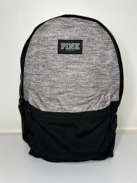 Victoria Secret PINK Backpack School Laptop Book Bag Campus Graffiti Grey  Gray