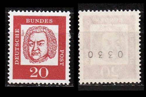 Bedeutende Deutsche - 20 Pf Mi. 352 y R Rollenmarke mit Nr. 0330 POSTFRISCH