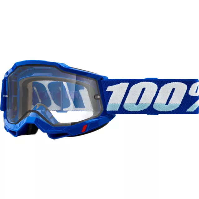100% MX Percent Accuri 2 Enduro Moto Blue Clear Off Road Dirt Bike Goggles