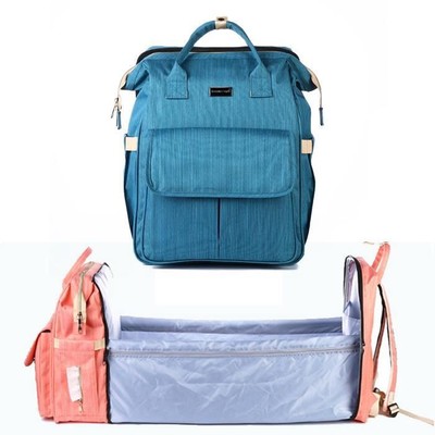 SIYWINA Sac à Dos Sac à Dos à Langer Grande avec Lit Plié pour Bébé Multifonction Imperméable avec Crochets de Poussette Matelas 