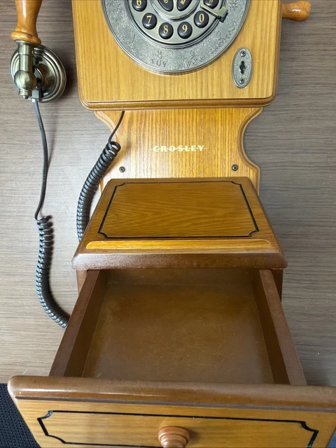 CROSLEY CR92 COUNTRY Kitchen Wood Wall Phone 1920s Replica Push Button ...