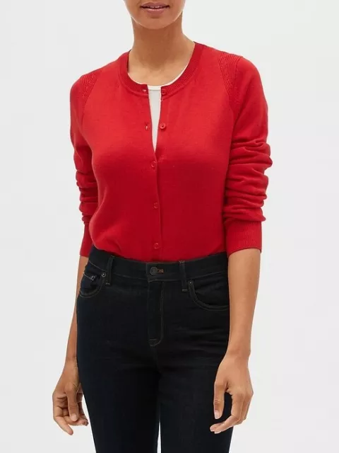 Banana Republic Cardigan NEW Red Washable Forever Crew-Neck Cardigan NWT XS,S