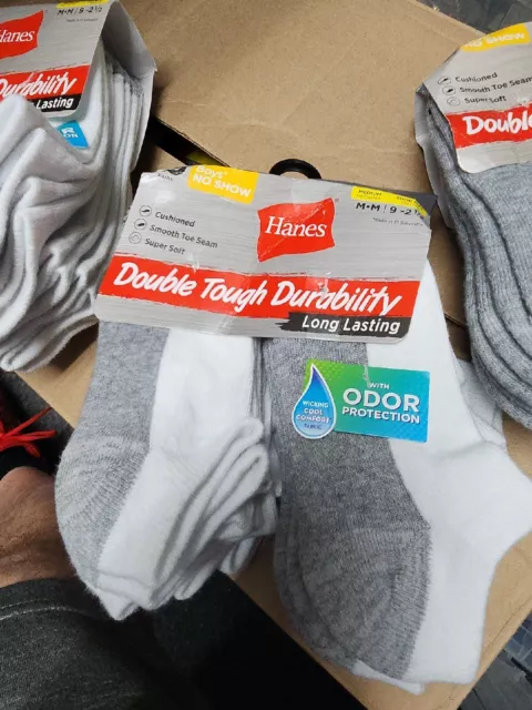 Hanes Boys Double Tough Durability No-Show Socks, 10-Pack, White, M-SIZE