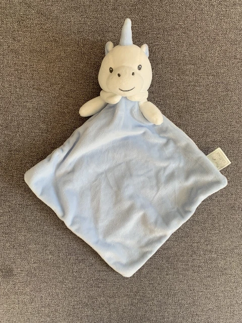 doudou plat licorne Bleu  blanc corne argentée Mes Petits Cailloux  TBE