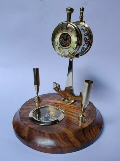 Antique Nautical Pen Holder Ship Telegraph Compass and Anchor Multipurpose Décor