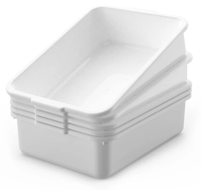 5PACK COMMERCIAL BUS Tubs Box/Tote Box White Plastic Storage Bin with