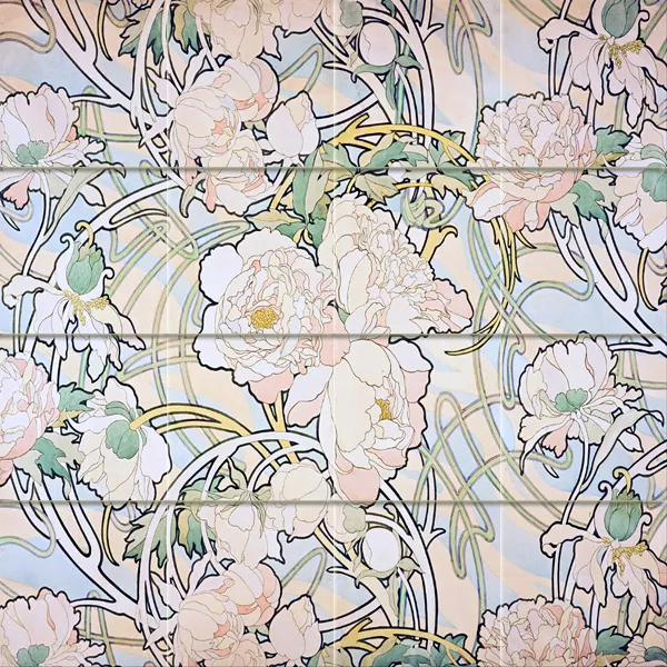 Art Nouveau Flower Peonies Alfons Mucha Ceramic Mural Backsplash Bath Tile #2032