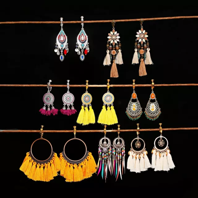 1Pair Boho Ethnic Tassel Bohemian Hook Drop Dangle Earring Jewelry for Womens
