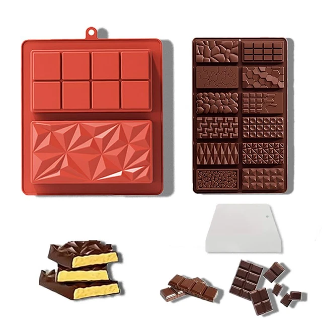 4 Pièces Moule Silicone Tablette De Chocolat Antiadhésif Réutilisable Avec 2 Spatules En Silicone, Moule Profonde Pour DIY Pralines, Gaufres