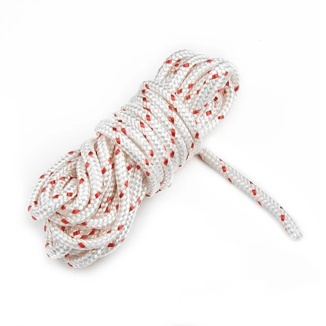 Corde De Lanceur Polyamide 6 Mm – Rouleau De 100 M, Blanc Liseré Rouge, Pour Tondeuse, Tronçonneuse, Débroussailleuse - 6