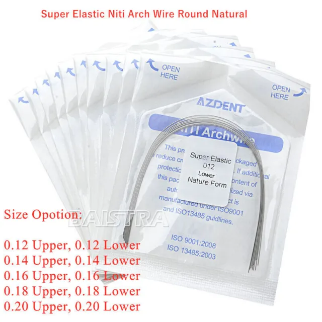 10 X Dental Orthodontic Arch Wire Super Elastic Niti Natural Form Round AZDENT