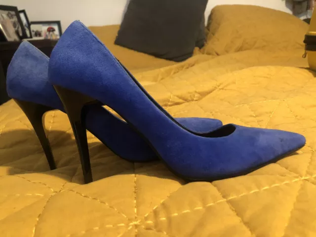 Dune Electric Blue High Heels Court Pumps Size Uk 6 EU39 Suede Effect