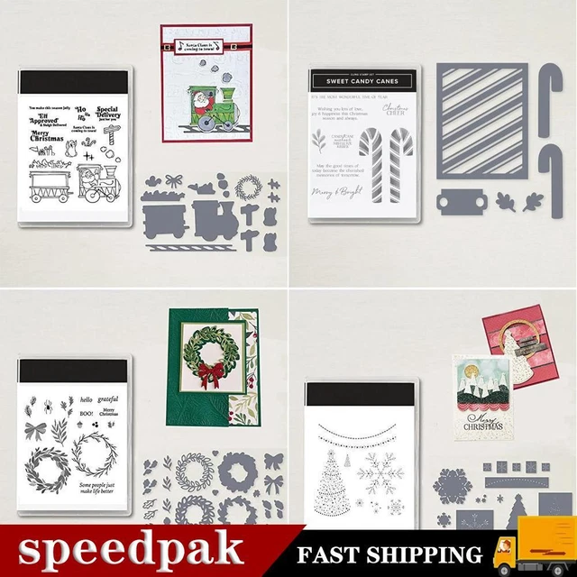 Transparente Stempel- und Metallstanzformen-Sets „Frohe Weihnachten“ für Karten