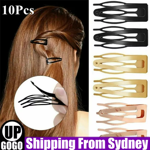 10PCS Double-grip Hair Side Clips Metal Snap Barrettes Hair Styling Tools Women