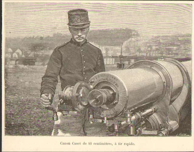 Canon Canet 10 Cm A Tir Rapide Gravure Print 1889
