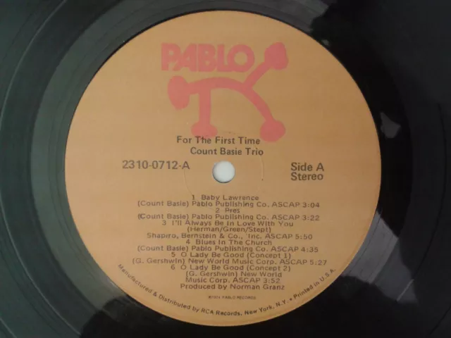 Count Basie Trio, For The First Time, Pablo 2310 712,1stPressing, excellent état + disque vinyle jazz 2