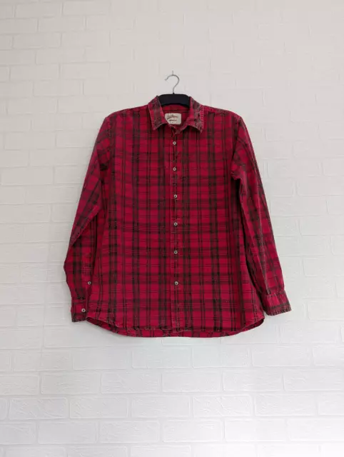 Joe Browns Distressed Look Shirt Size L (42/44) Red Black Check