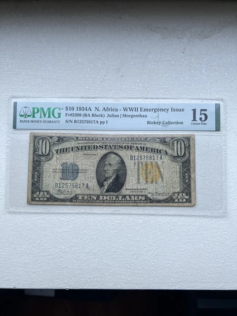 1934 A $10 Ten Dollar North Africa Emergency Issue Silver Certificate Fr#2309