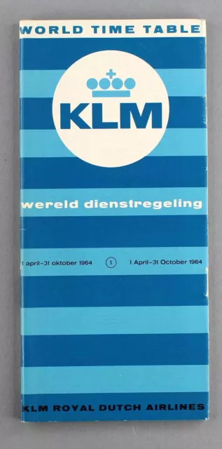 Klm World Timetable Summer 1964 Royal Dutch Airlines Schedule