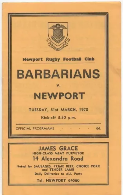 Mar 70 NEWPORT v BARBARIANS