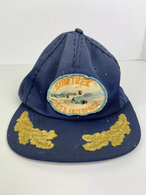 Vtg Star Trek Snapback USS Enterprise Patch Hat NCC-1701 Embroidered Emblem Cap