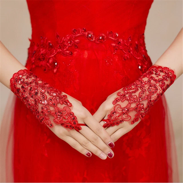Polso-fiori-pizzo-guanti da sposa-guanto-matrimonio-abito-corto AbsatA