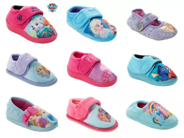 New Girls Official Cartoon Character Novelty Slippers Infants Kids Uk Size 4-12