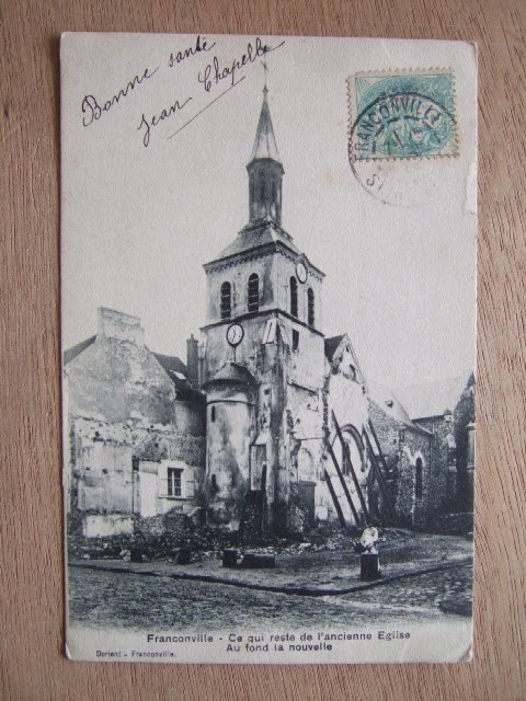 Cpa Franconville (95) Ce Qui Reste De L'ancienne Eglise, Au Fond La Nouvelle.