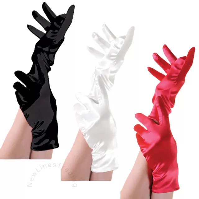 Ladies Short Wrist Gloves Smooth Satin For Party Dress Prom Evening Wedding