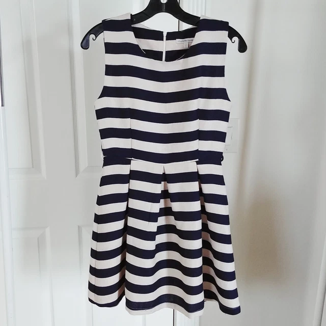Charlotte Russe Navy Blue and Tan Cocktail Sundress Dress Juniors Size Small