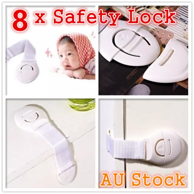 8 x Cupboard Door Drawers Security Safety Lock Locks Baby Child Kids Toddler