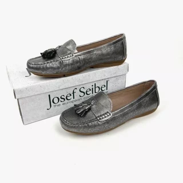 Josef Seibel Elina Women’s Loafers 37 EU 6.5 US Metallic Silver Comfort Shoes