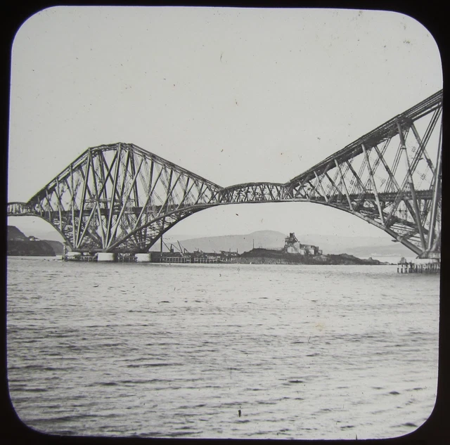 JV Glass Magic Lantern Slide FORTH BRIDGE GARVIE CANTILEVER C1890 PHOTO SCOTLAND