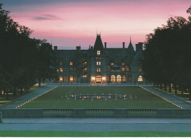 Asheville NC-North Carolina, Biltmore Estate Night view Vintage Postcard