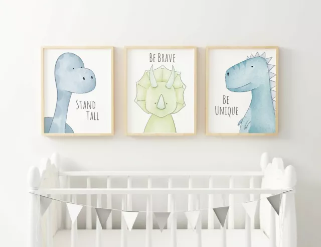 Kinderzimmer blau Inspiration Dinosaurier Druck Set, Kinder Schlafzimmer Kunstdekor Bild