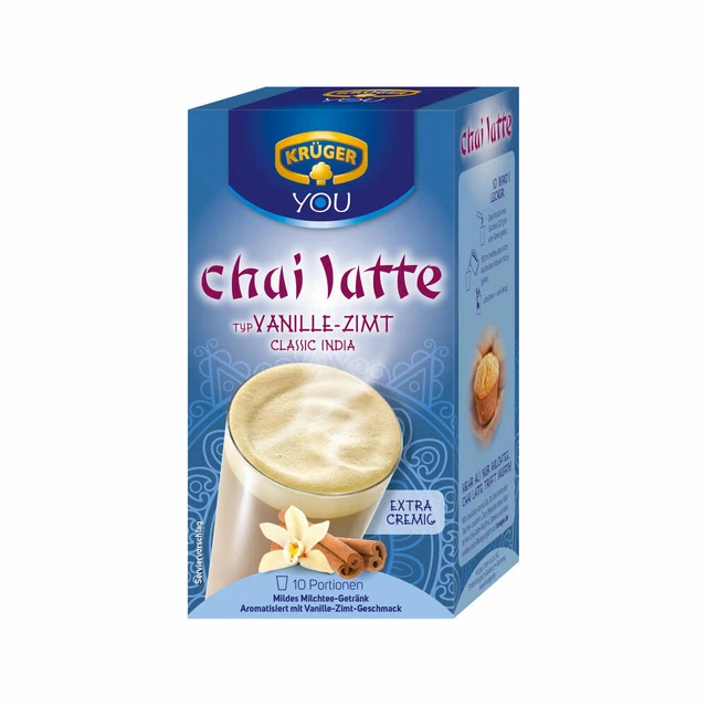 KRÜGER CHAÏ LATTE Classic India, VanilleCannelle, Thé au Lait, 10 x 10