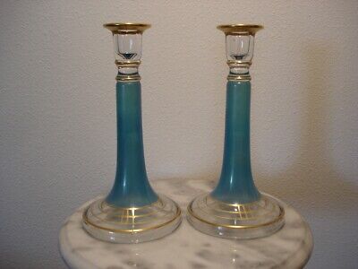 Westmoreland Art Deco Decorated Pair of Candlesticks